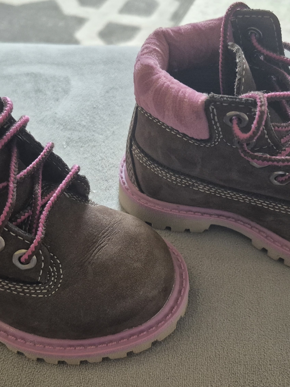 Kids Brown and Pink Hiking Boots